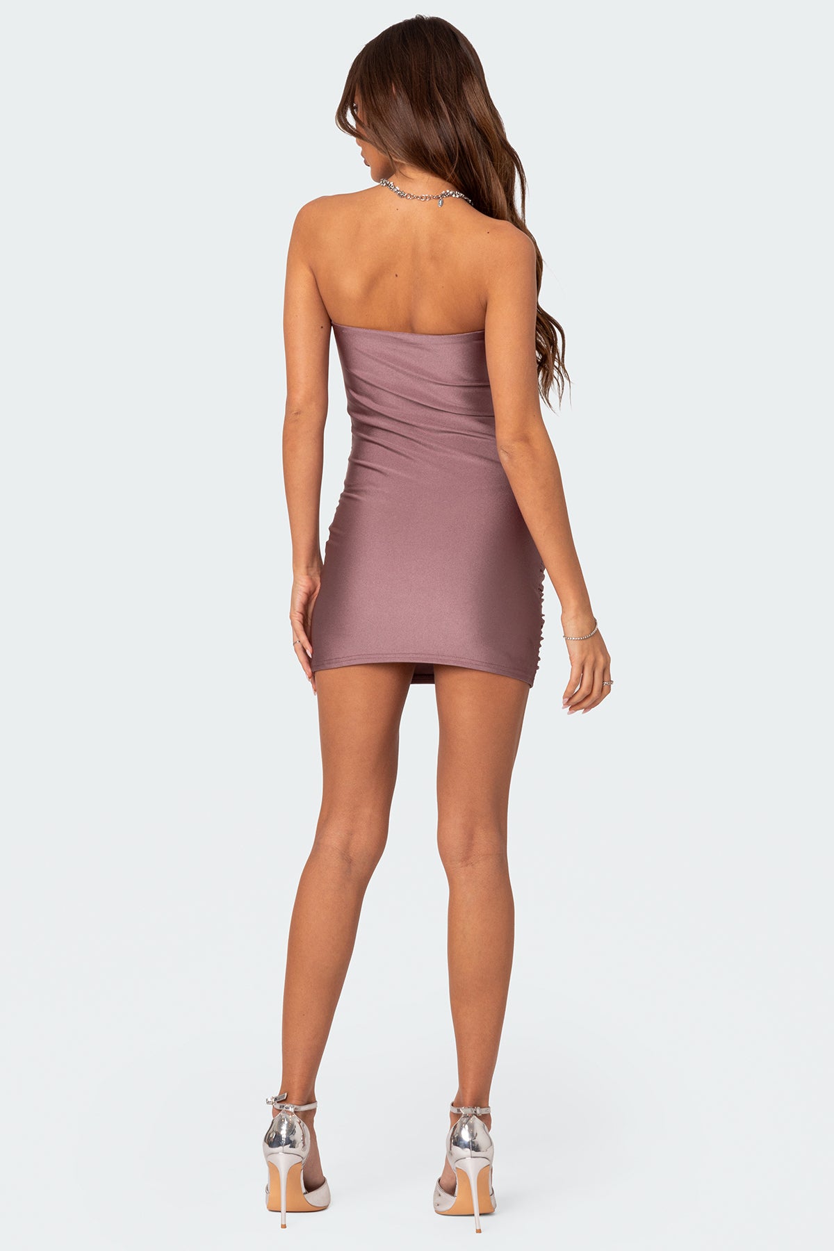 Cece Shiny Gathered Mini Dress