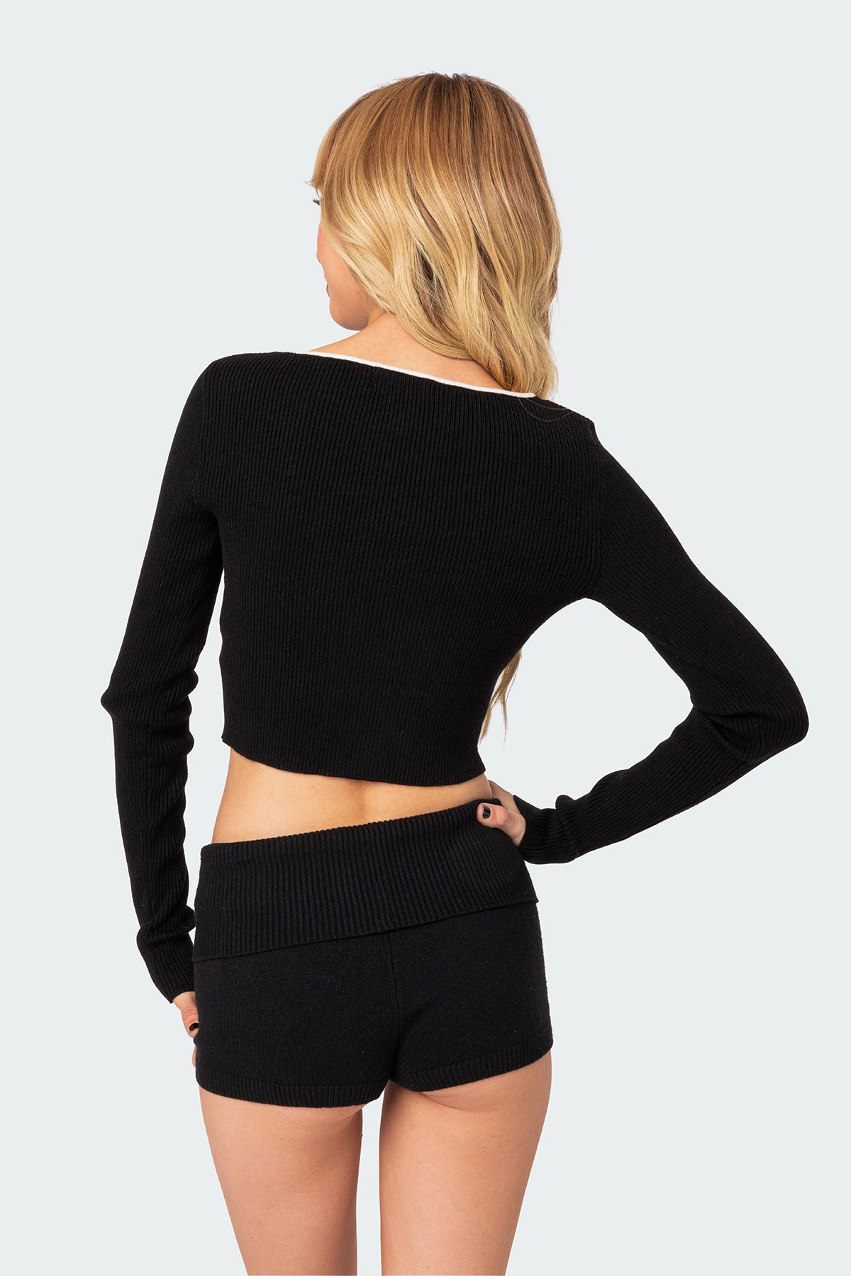 Billy Bow Cut Out Ribbed Crop Top