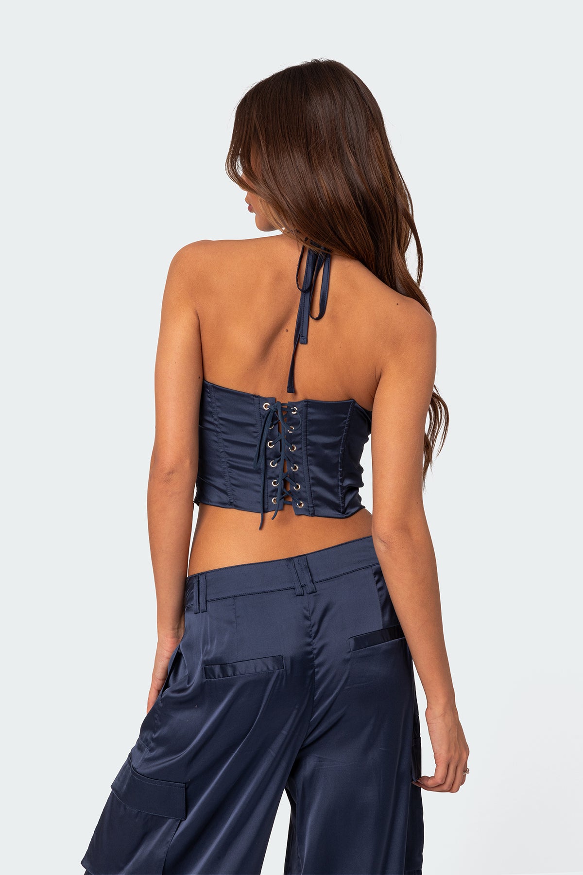 Kelsey Satin Effect Lace Up Corset