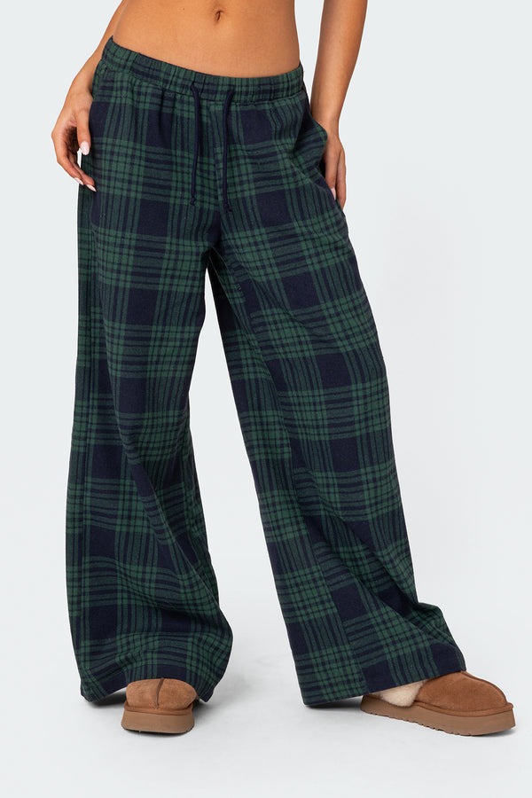 Lounge Around Plaid Wide Leg Pants