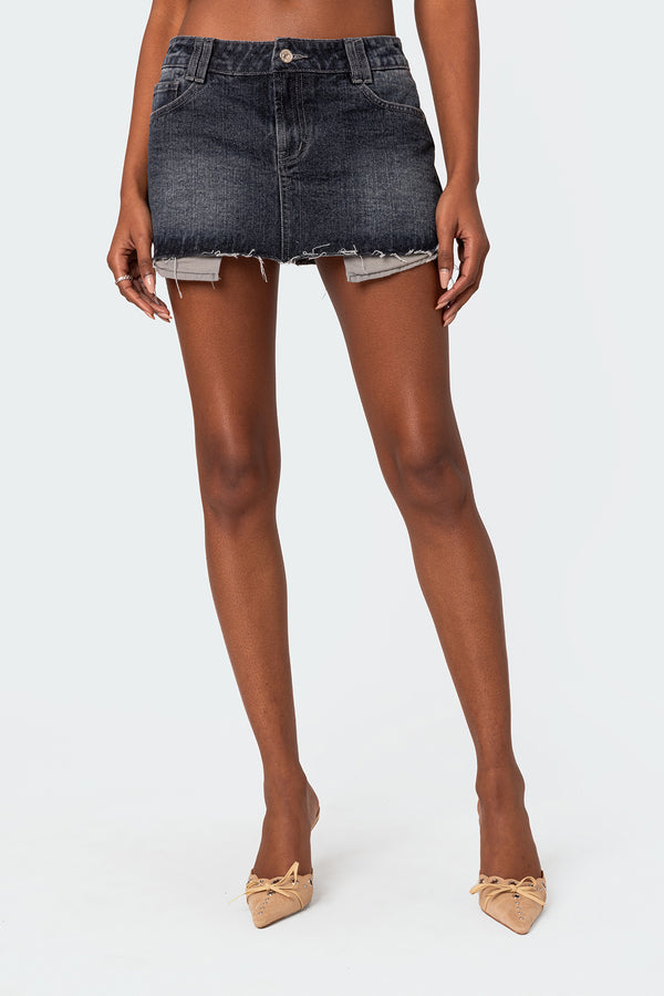 Washed Denim Mini Skirt