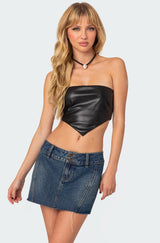 Vic Triangle Faux Leather Crop Top