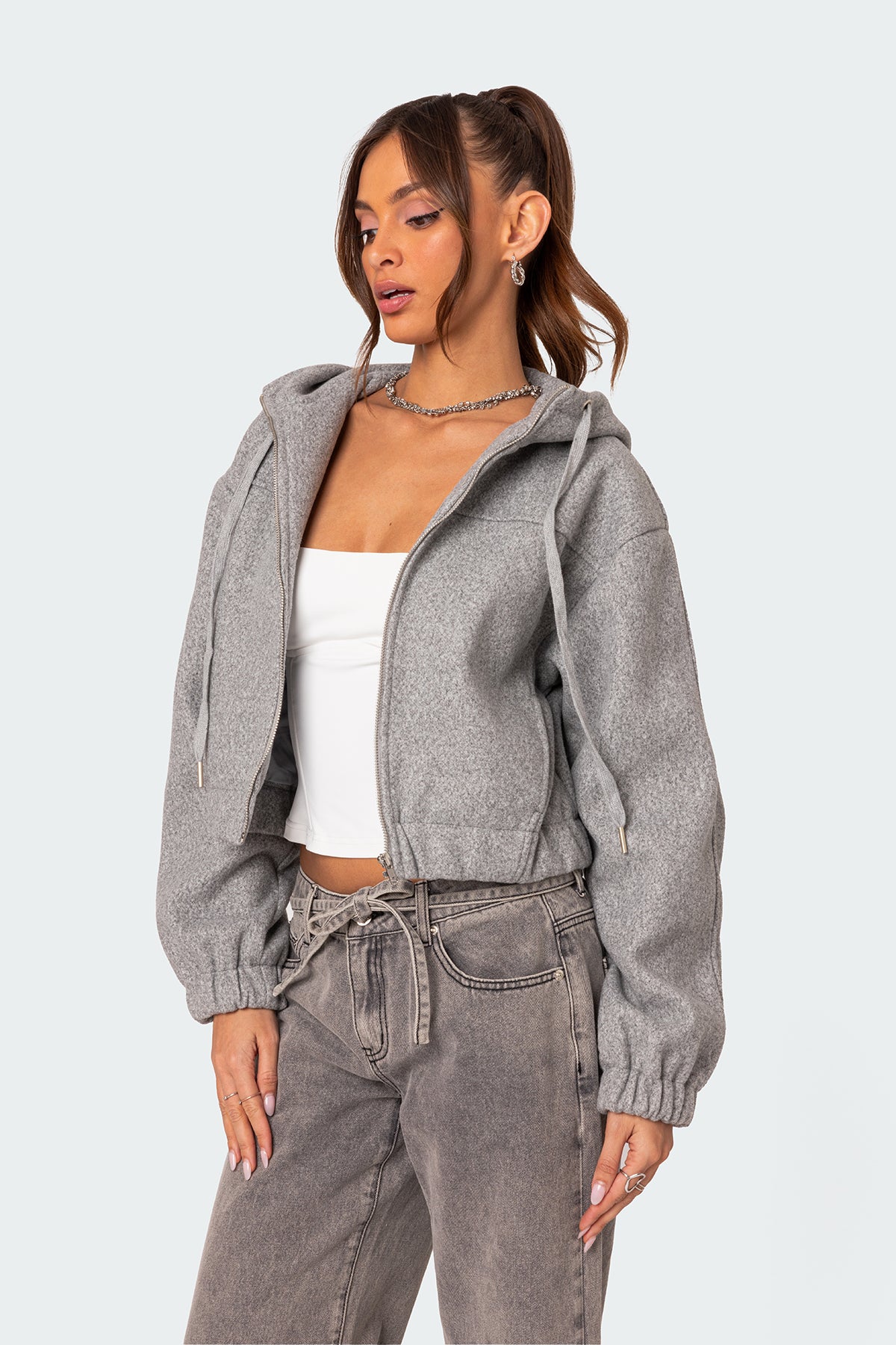 Hooded Texture Bomber Jacket