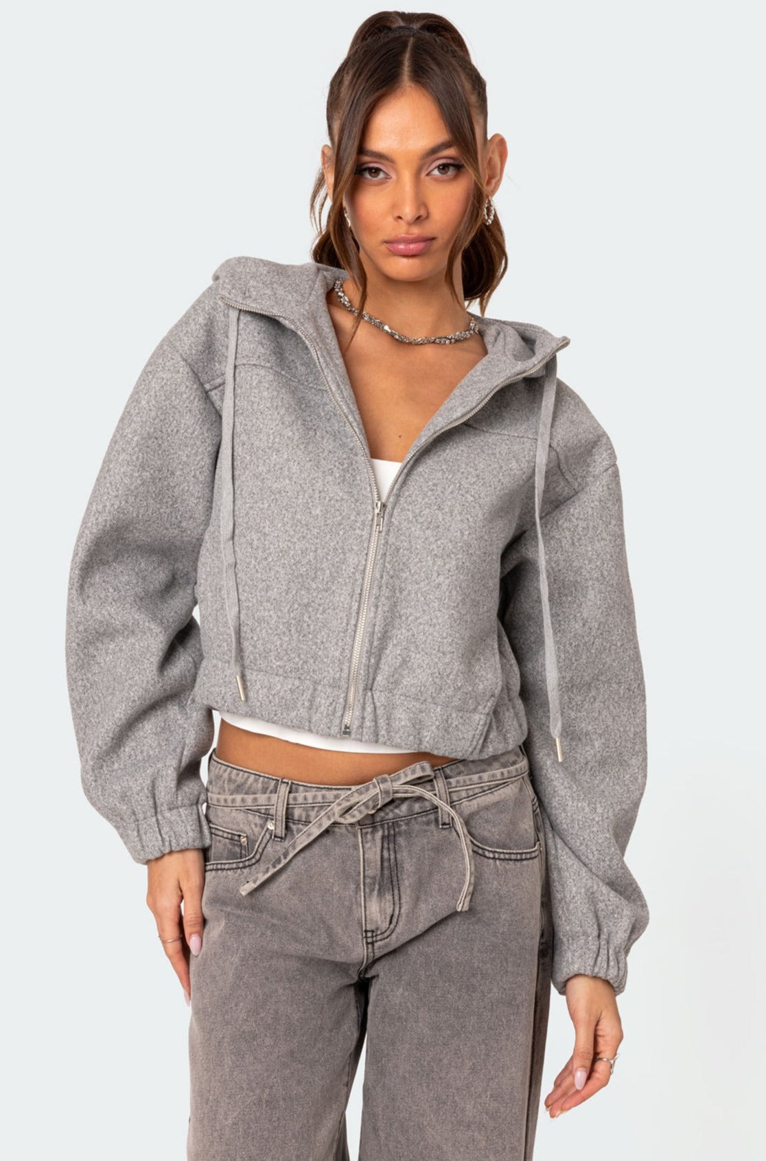 Hooded Texture Bomber Jacket