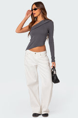 Fold Over One Shoulder Top