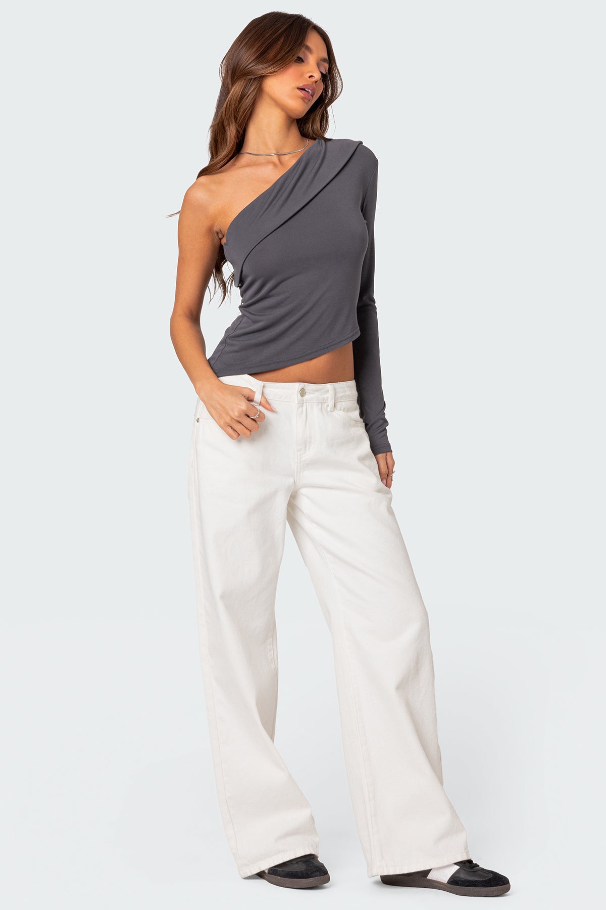 Fold Over One Shoulder Top