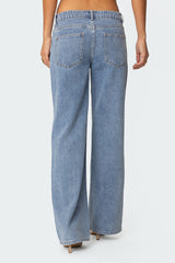 Faux Suede Stripe Low Rise Jeans