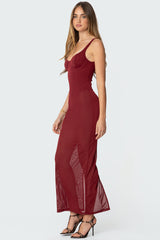 Mesh Built In Bodysuit Maxi Dress