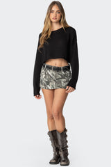 Camo Denim Mini Skirt