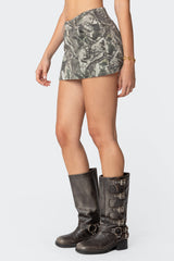 Camo Denim Mini Skirt