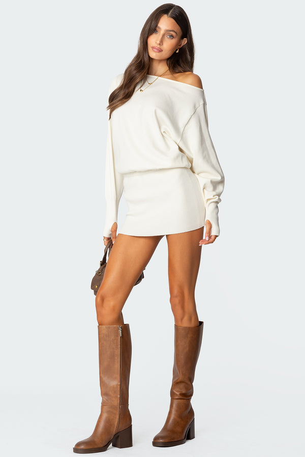 Eve Off Shoulder Knit Mini Dress