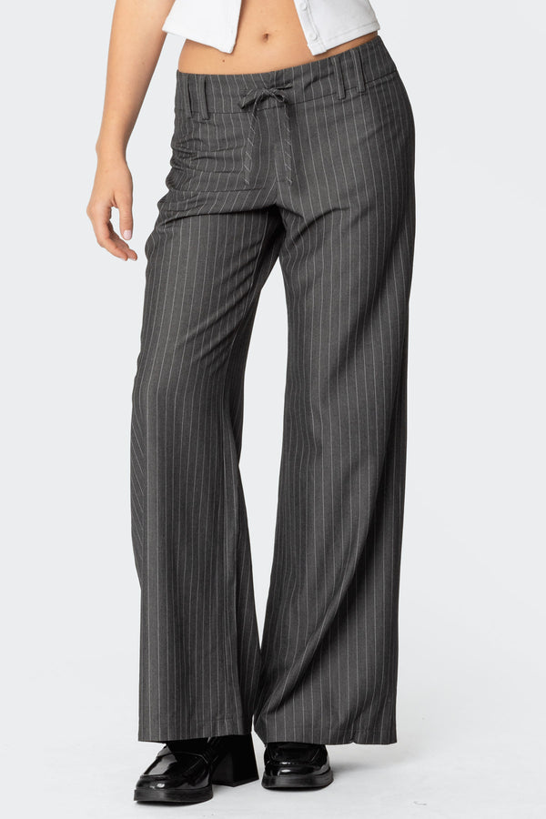 Mayla Wide Leg Pinstripe Trousers