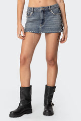 Casey Lace Up Denim Mini Skirt