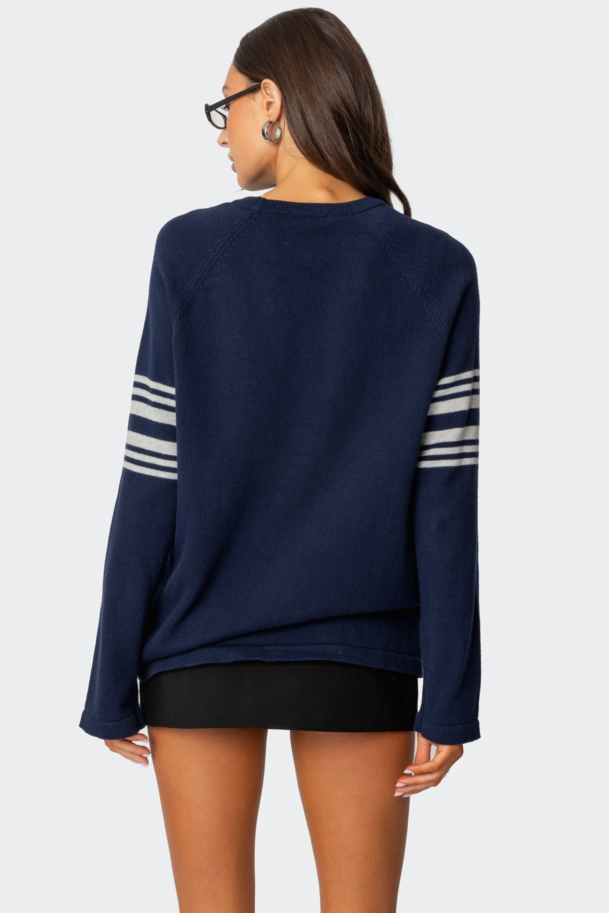 Contrast Stripe Oversized Knit Top