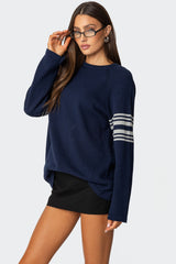 Contrast Stripe Oversized Knit Top