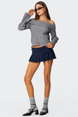 Side Bow Pleated Mini Skort