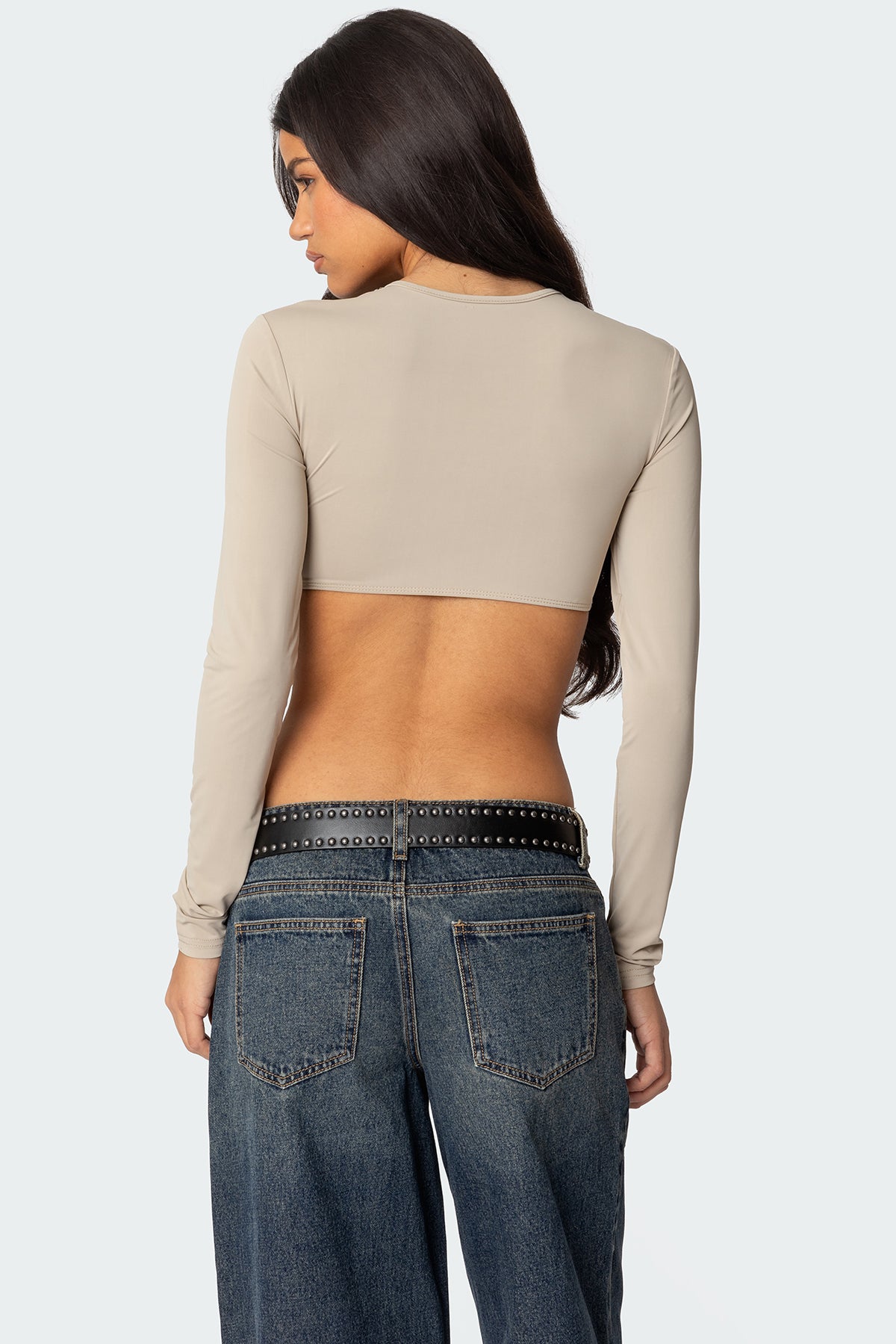 Gathered Long Sleeve Crop Top