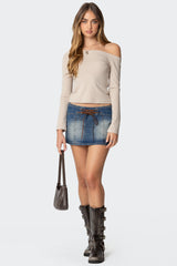 Tania Lace Up Denim Mini Skirt