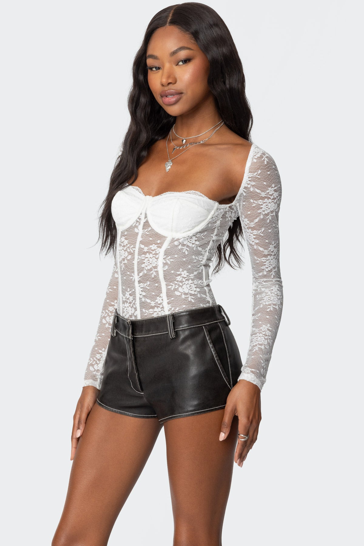 Ally Sheer Lace Cupped Bodysuit