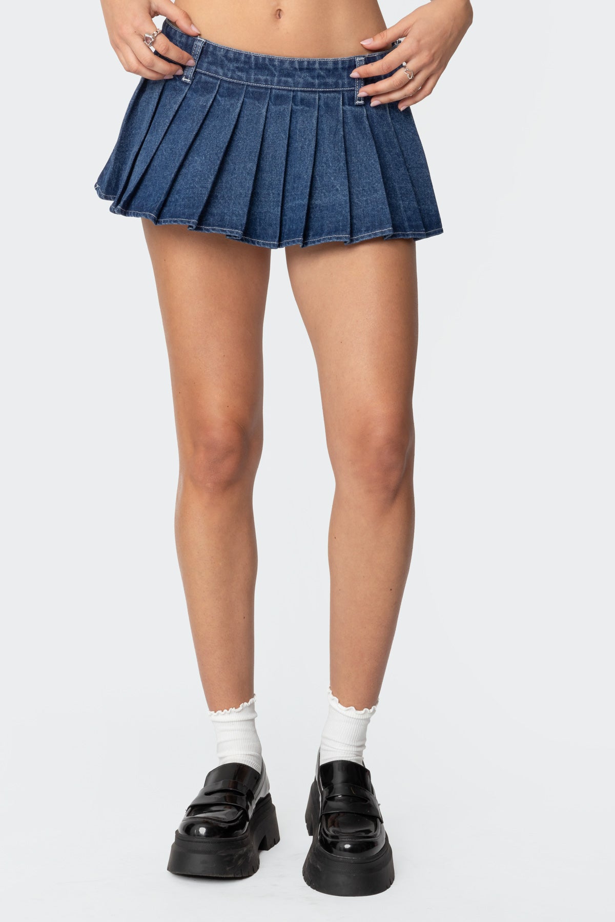 Zenia Denim Pleated Mini Skort