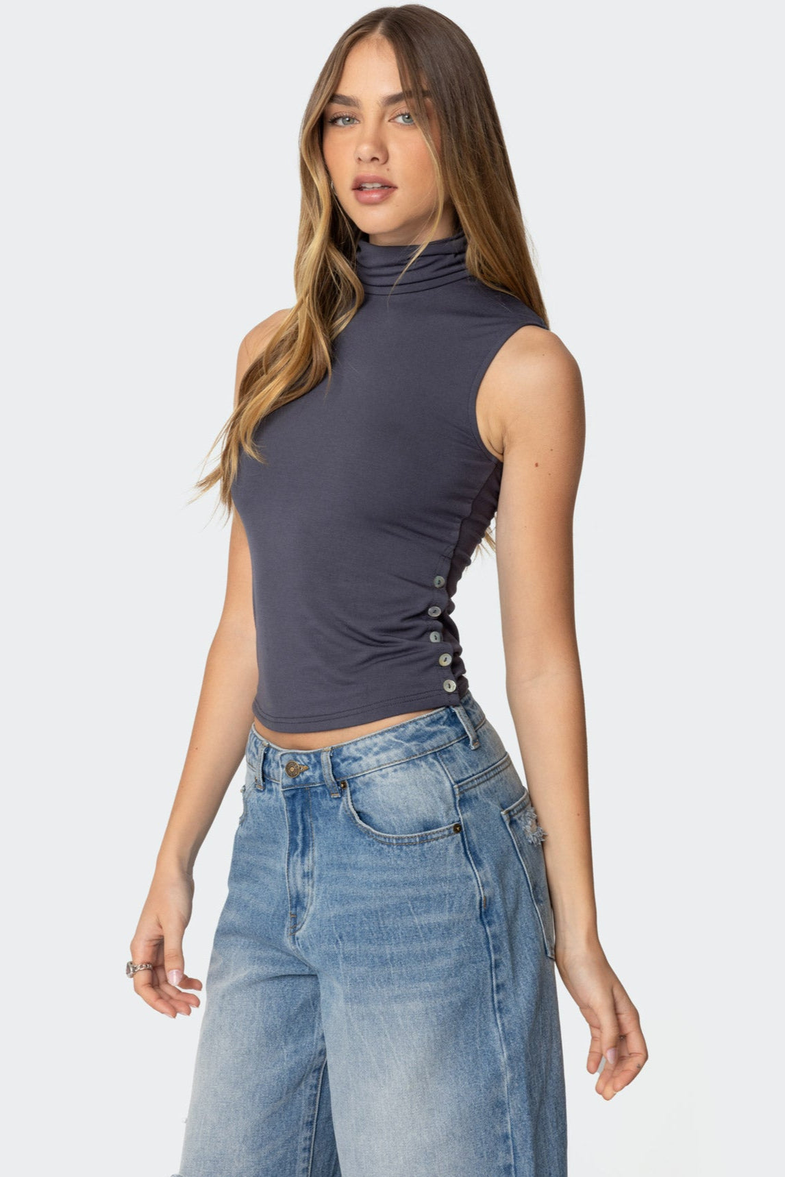 Coral Turtle Neck Top