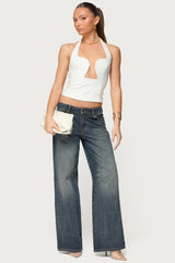 Stassy Abstract Cutout Halter Top