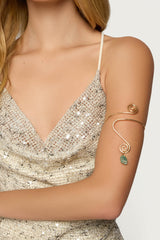 Swirly Gemstone Wrapped Arm Cuff