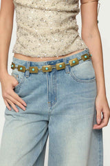 Vintage Stone Pendant Chain Belt