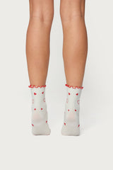 Contrast Frilly Socks