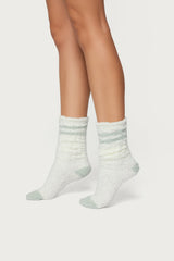 Stripey Fuzzy Scrunch Socks