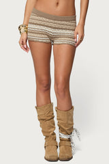 Daphnie Striped Pointelle Knit Shorts