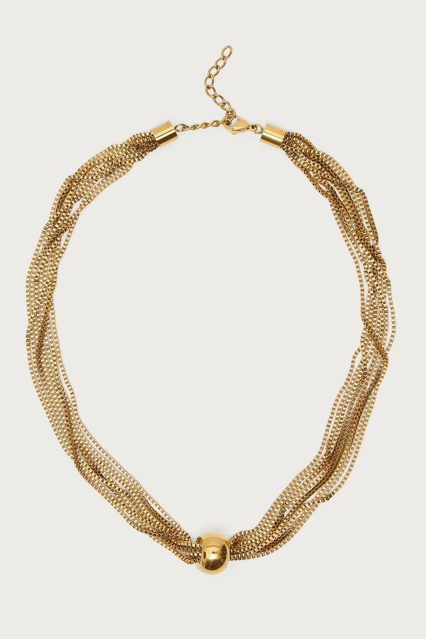 Layered Chain Ball Pendant Necklace
