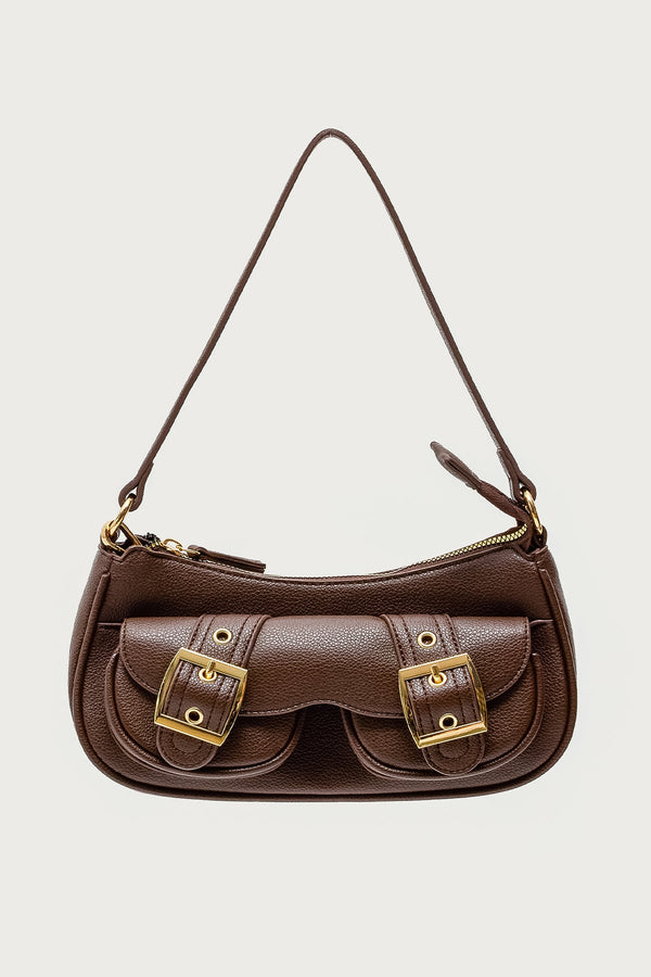Zinnia Faux Leather Buckle Bag