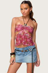 Solana Floral Cut Out Halter Top