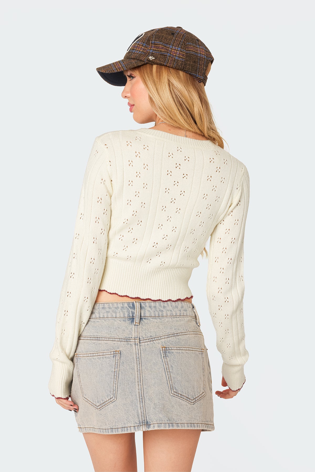 Nelly Embroidered Knit Crop Top