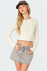 Nelly Embroidered Knit Crop Top