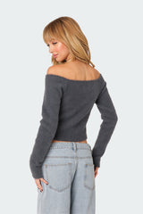 Sonia Off Shoulder Fuzzy Knit Top