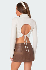 Back Cut Out Turtle Neck Sweater