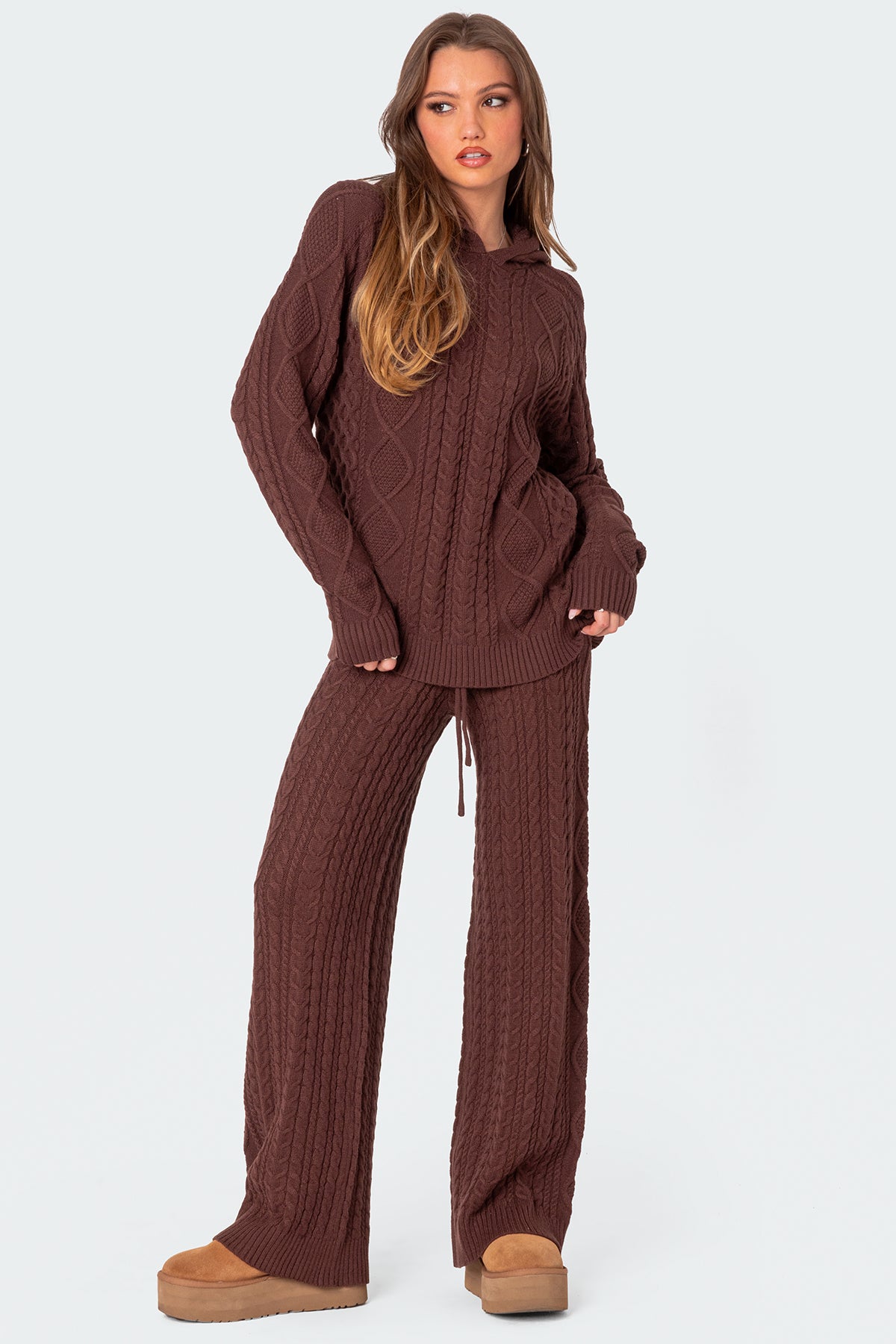 Jelena Relaxed Cable Knit Pants