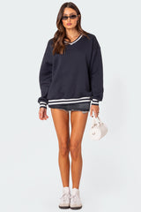 Caryn Oversized V Neck Sweatshirt