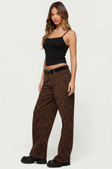 Zebra Print Low Rise Baggy Jeans