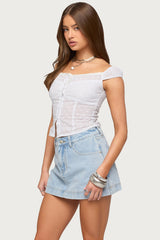 Laura Off Shoulder Dotted Cotton Top