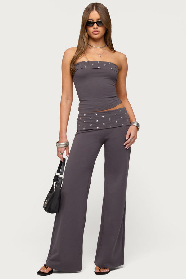 Breanna Studded Foldover Tube Top