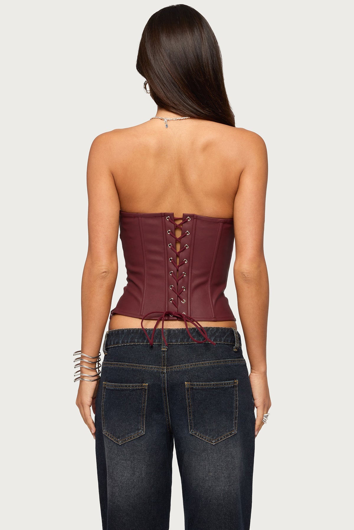 Izara Studded Faux Leather Corset