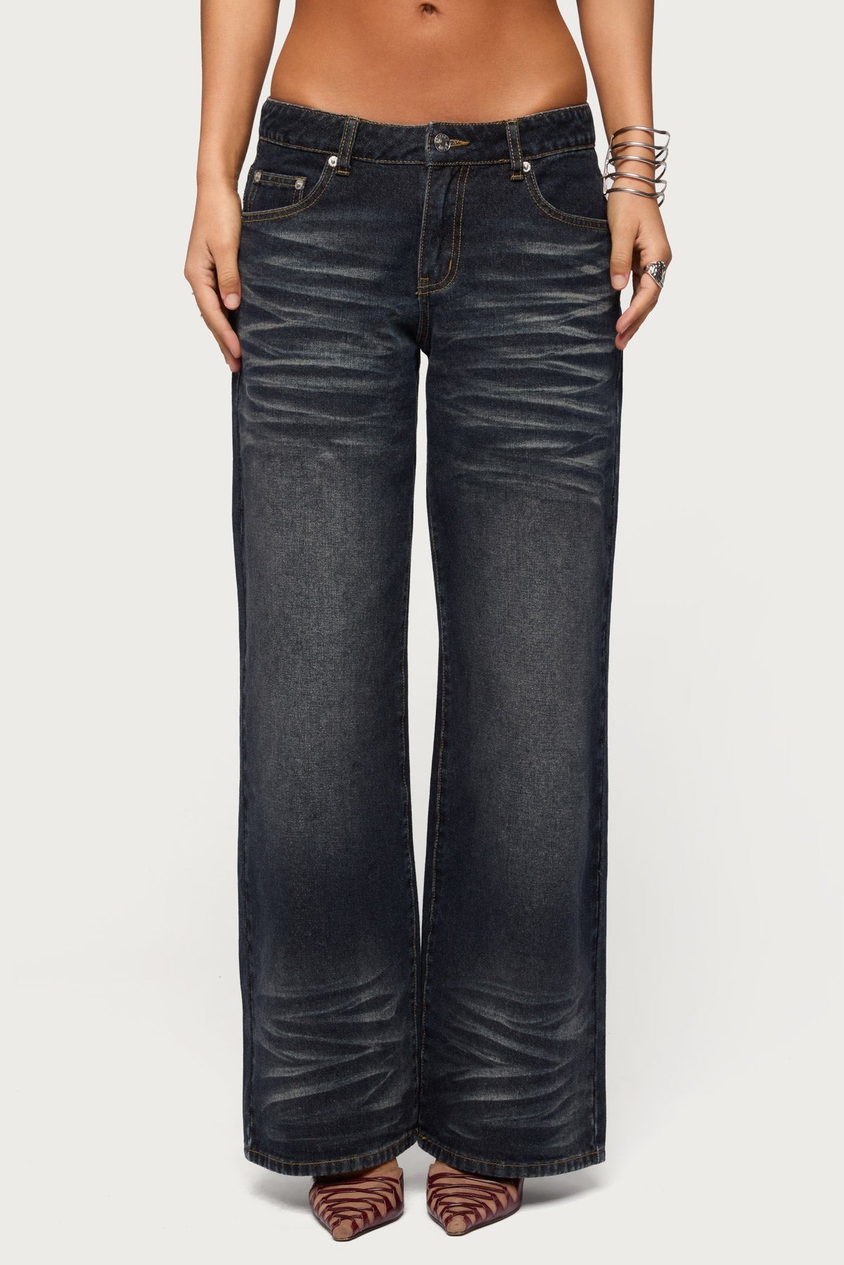 Magda Acid Wash Low Rise Baggy Jeans