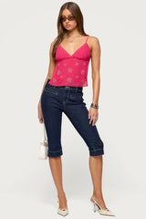 Kazi Backless Floral Bead Top