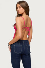 Kazi Backless Floral Bead Top