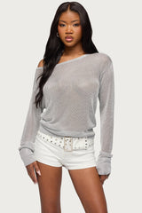 Charlo Off Shoulder Shiny Knit Top