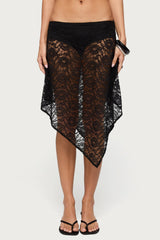 Sheer Lace Handkerchief Midi Skort