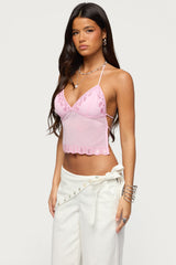 Allise Backless Sequin Halter Top